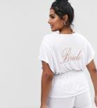 Asos Design Curve Bride Wrap Pyjama Short Set-white