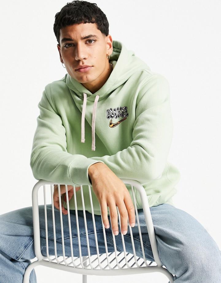 Nike Fantasy Creature Back Print Hoodie In Sage-green