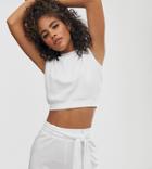 Missguided Tall Two-piece Ribbed Crop Top With High Neck In White - White