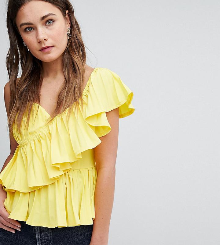 Boohoo Ruffle Trim Cami Top - Yellow