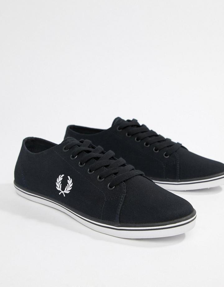 Fred Perry Kingston Twill Plimsolls In Black - Black