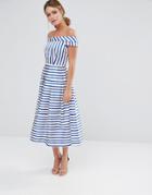 Closet Stripe Off The Shoulder Dress - Multi