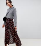Asos Design Tall Exclusive Maxi Skirt With Button Front In Leopard Print-multi