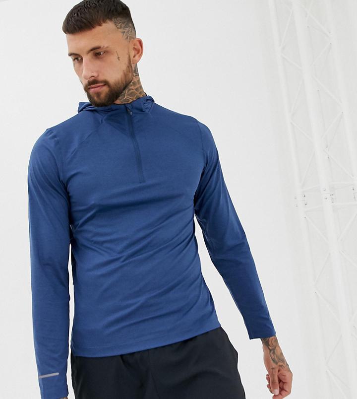 Asics Long Sleeve Hoodie In Blue - Blue