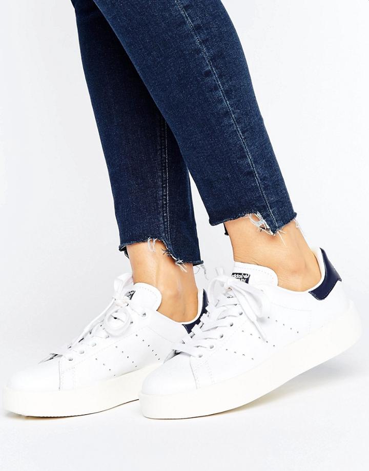 Adidas Originals Bold Double Sole White And Black Stan Smith Sneakers