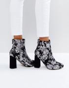 New Look Floral Sequin Embellished Heeled Ankle Boot - Gray