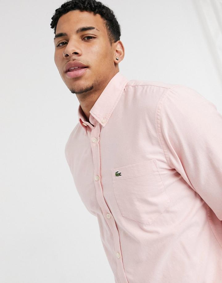 Lacoste Regular Fit Cotton Oxford Shirt-pink