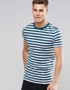 Asos Muscle T-shirt With Stripe In Teal/white - Teal
