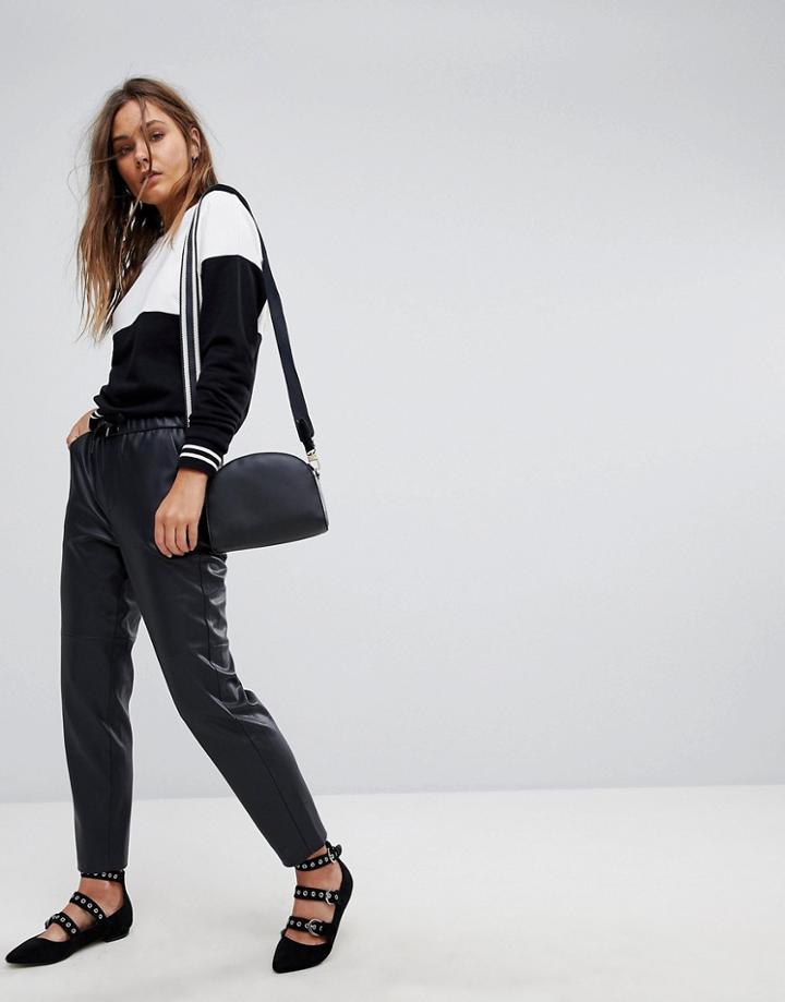 Esprit Faux Leather Jogger Pant - Black