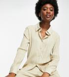 Stradivarius Pleated Shirt In Beige - Part Of A Set-neutral