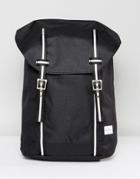 Spiral Canvas Backpack With Double Contrast Buckle Fastening - Black
