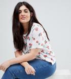 Asos Curve T-shirt In Cherry Print - White