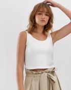 Weekday Cropped Singlet Top In White - White