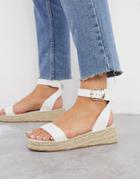South Beach Two Part Espadrilles In White Croc