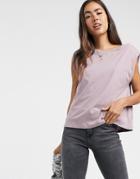 Vero Moda T-shirt With Shoulder Pads In Mauve-purple