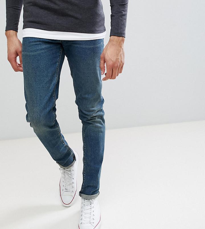 Asos Tall Skinny Jeans In Vintage Dark Wash - Blue