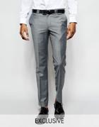 Noak Summer Flannel Wedding Suit Trousers In Super Skinny Fit - Light Gray