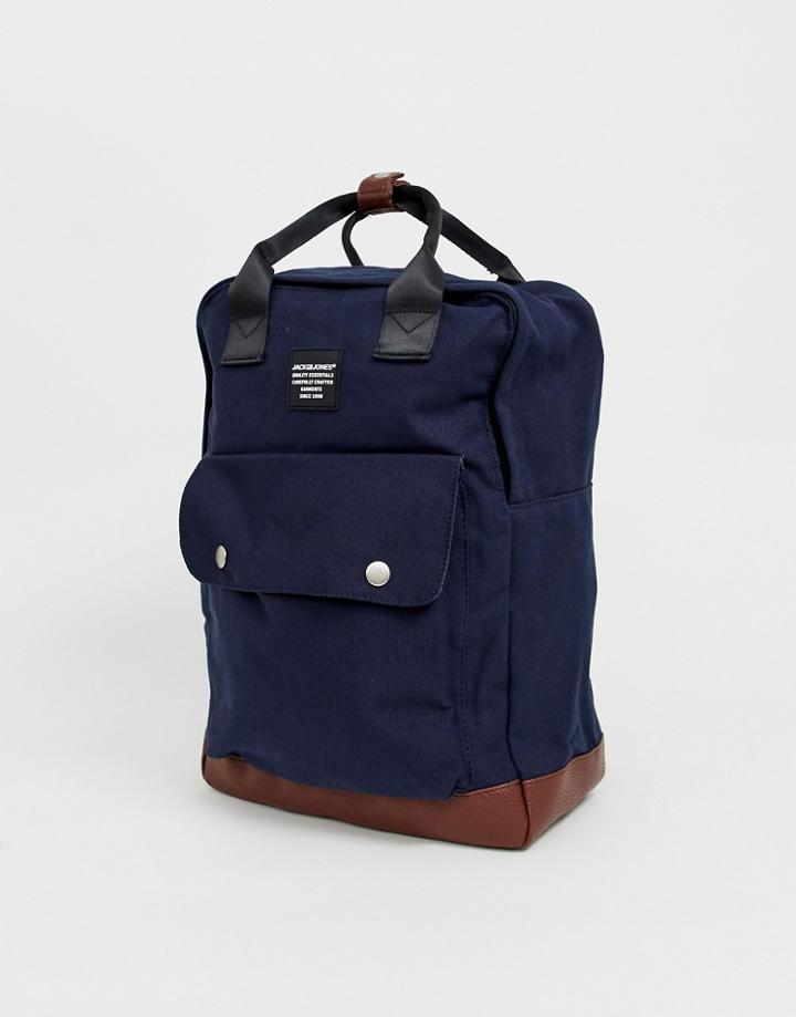 Jack & Jones Smart Backpack With Handle In Navy