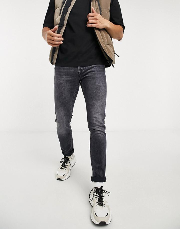 River Island Tapered Jeans In Washed Black
