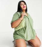 Daisy Street Plus Oversized Toweling Shirt In Green - Part Of A Set