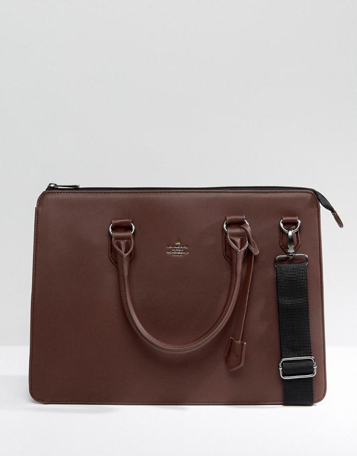 Asos Satchel In Burg Faux Leather - Red