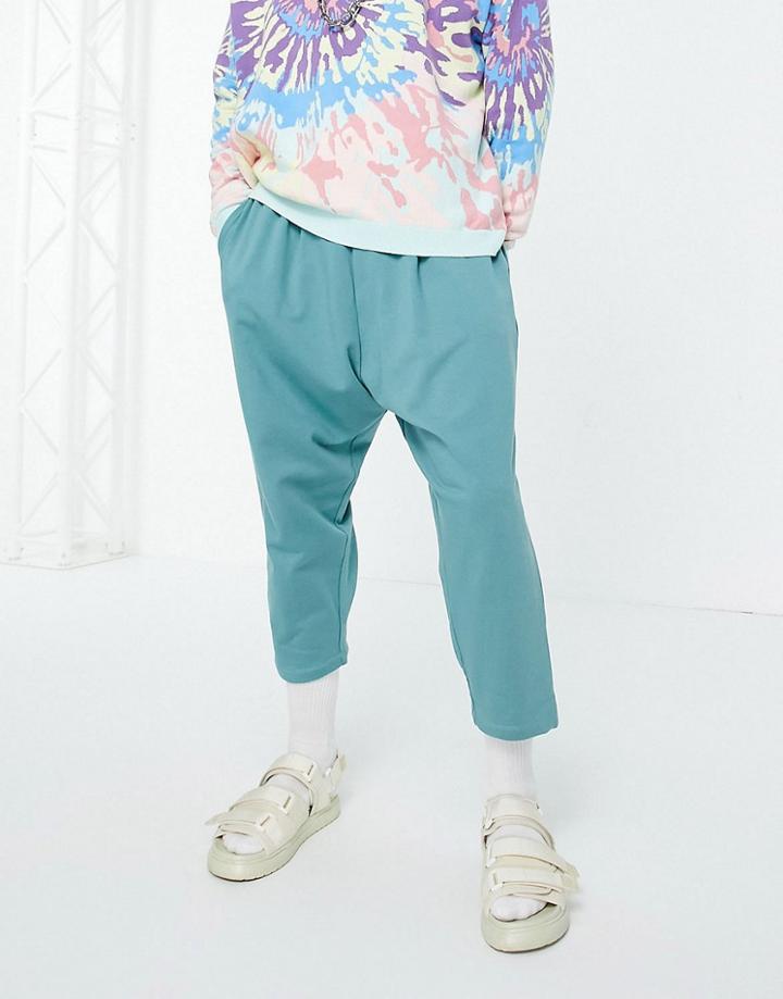 Asos Design Organic Drop Crotch Sweatpants In Blue-blues