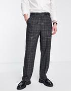 Harry Brown Gray Checked Loose Fit Suit Pants