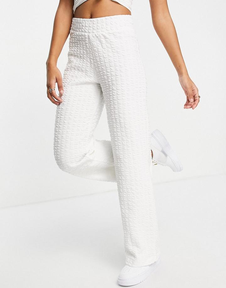 Selected Femme Organic Cotton Blend Wide Leg Sweat Pants In White - Part Of A Set