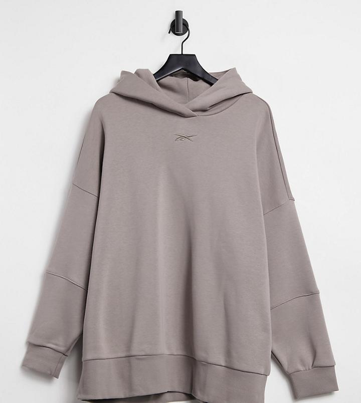 Reebok Training Plus Oversized Hoodie In Taupe-neutral