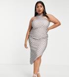 In The Style Plus X Anastasia Kingsnorth Asymmetric Midaxi Dress In Checkboard Print-multi
