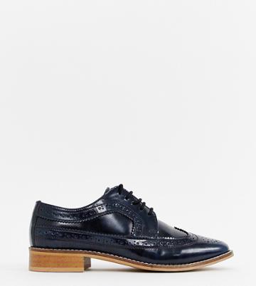 Asos Design Mai Tai Leather Brogues-navy