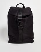 Asos Design 90's Backpack In Black Nylon With Carabiner Detail