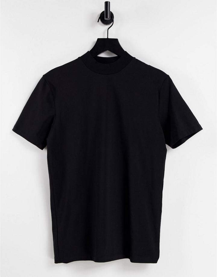 Asos Design Muscle Fit Turtleneck T-shirt In Black