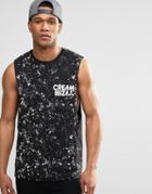 Asos Cream Ibiza Sleeveless T-shirt With All Over Splatter - Black