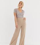Maya Tall V Neck Delicate Sequin Jumpsuit In Taupe Blush-pink