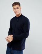 Tom Tailor Jersey Shirt With Grandad Collar In Navy - Navy