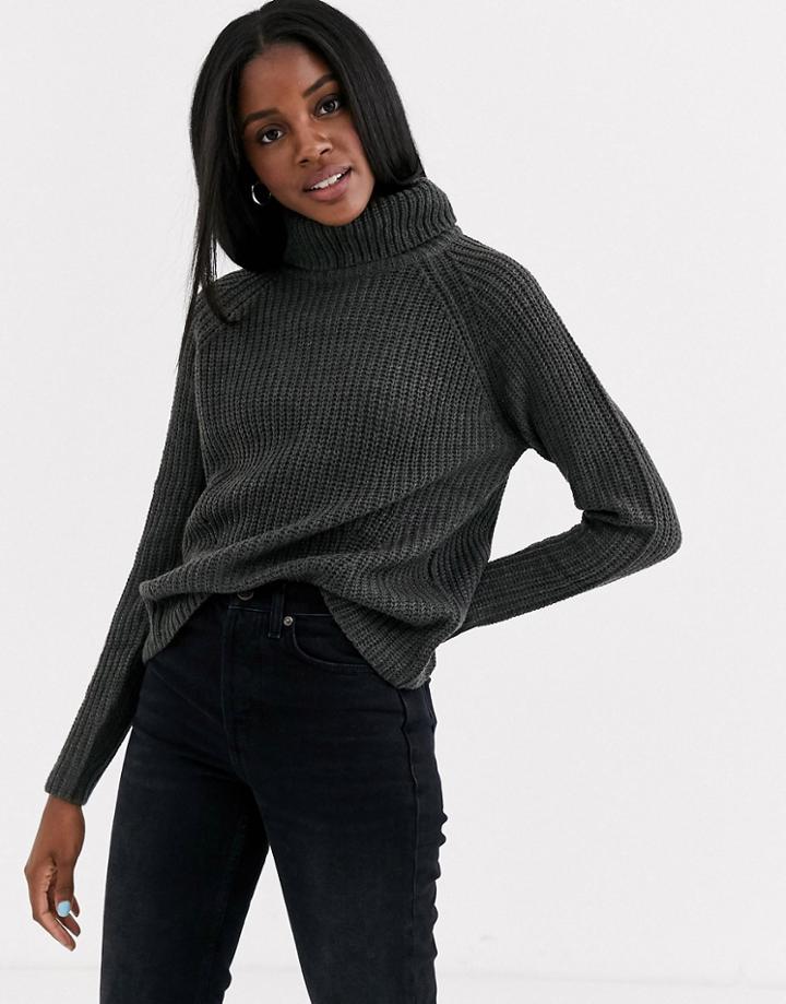Jdy Jumper With Roll Neck In Dark Grey-gray