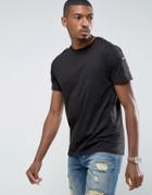 Brave Soul Longline T-shirt With Zip Detail - Black