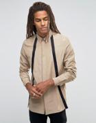 Asos Cotton/nylon Shirt With Strapping - Stone
