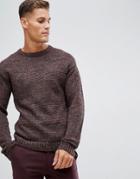 Selected Homme Heavy Mixed Yarn Knitted Sweater - Brown