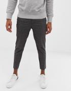 New Look Skinny Fit Smart Joggers In Gray Check - Gray