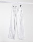 Asos Design Elasticized Waist Straight Leg Sweatpants With Skinny Ties In Off White