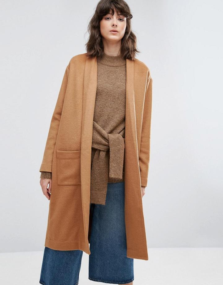 Weekday Thrown On Knit Coat - Beige