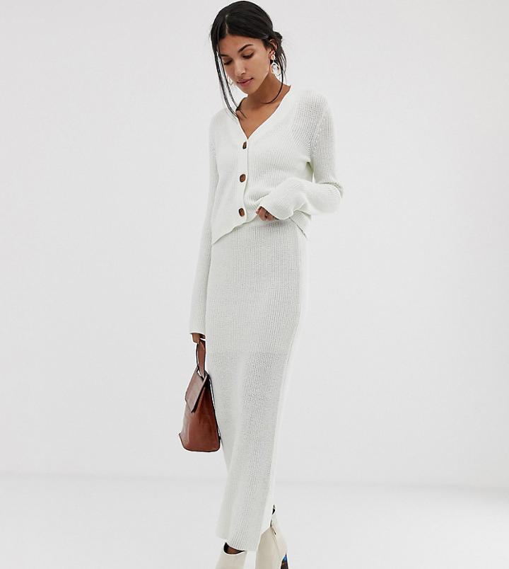 Asos Design Tall Two-piece Chunky Midi Skirt In Eco Yarn - White