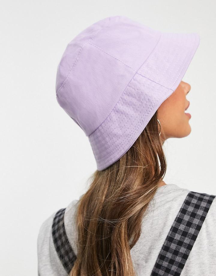 Asos Design Canvas Bucket Hat In Lilac-purple