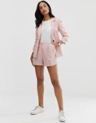 Asos Design Linen A-line Shorts - Pink
