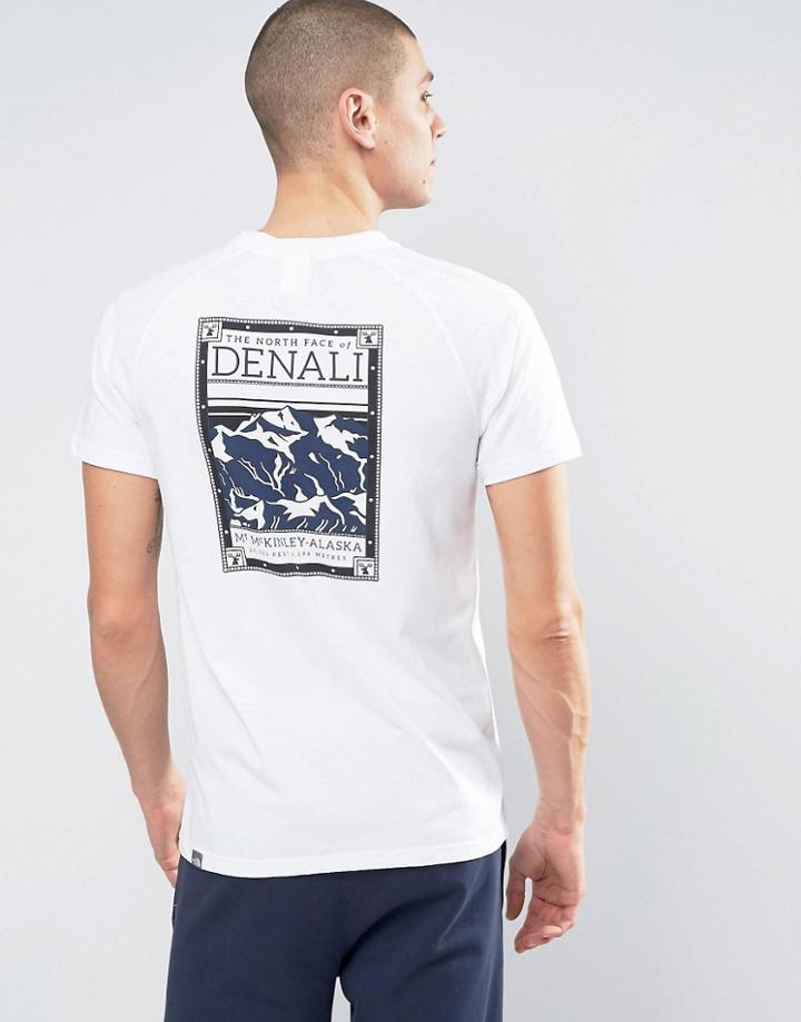 The North Face Denali Face T-shirt Back Print In White - White