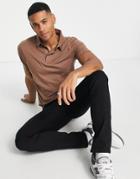 Le Breve Muscle Fit Polo In Pale Brown