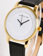 Christian Lars Womens Minimal Dial Strap Watch In Black And Gold