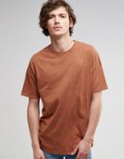 Asos Oversized T-shirt With Acid Wash And Distress In Rust - Orange Rust